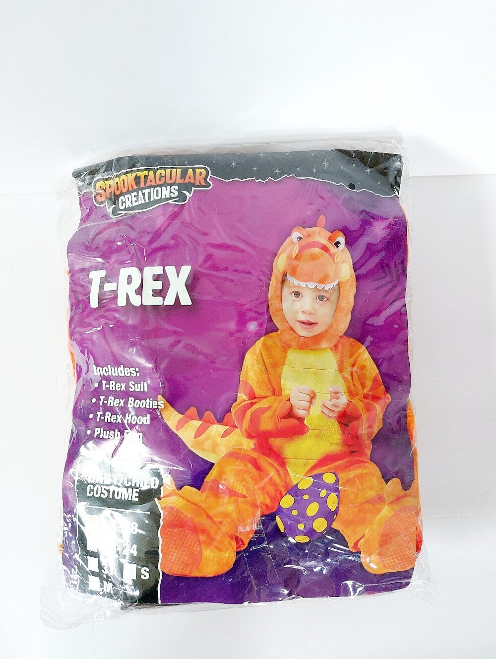 Orange T-Rex Dinosaur & Egg Costume 12-18m Halloween Spooktacular